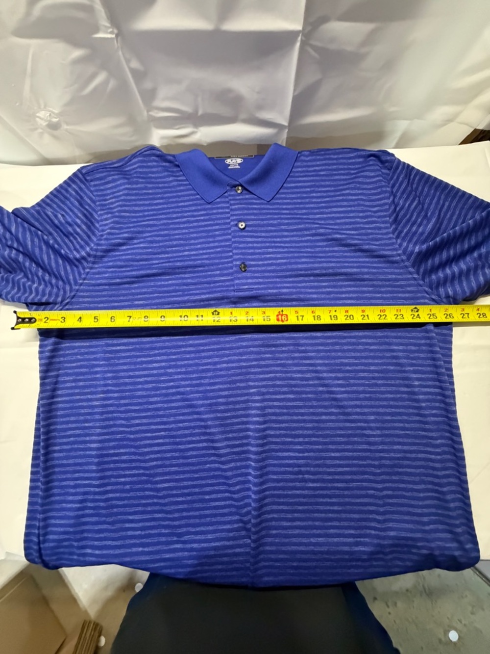 Greg Norman Collection Men's‎ Cobalt Blue Striped Performance Polo - Picture 6 of 9